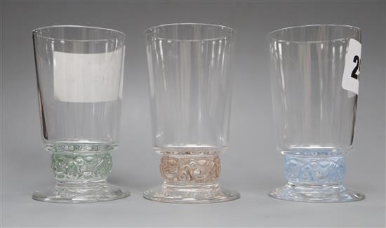 Three Lalique tot glasses height 8cm